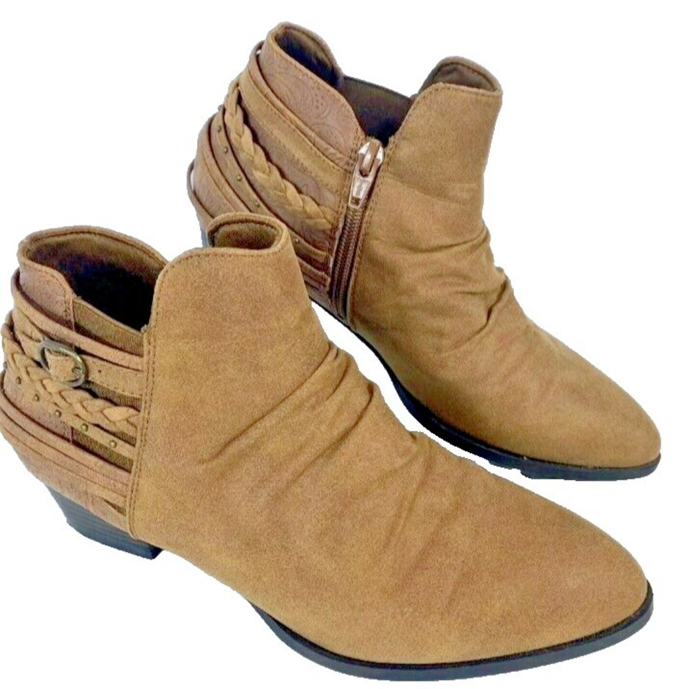 Cato‎ Comfort Boots Western Ankle Booties Braided Block Heel Boots Women's Sz 10